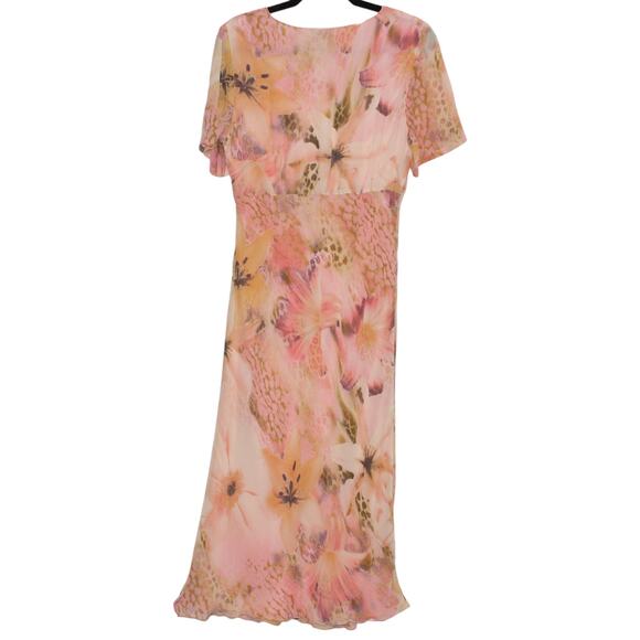 Vintage Edwardline Front Tie Italian Midi Dress Peach Pink Size 10 - Picture 5 of 7